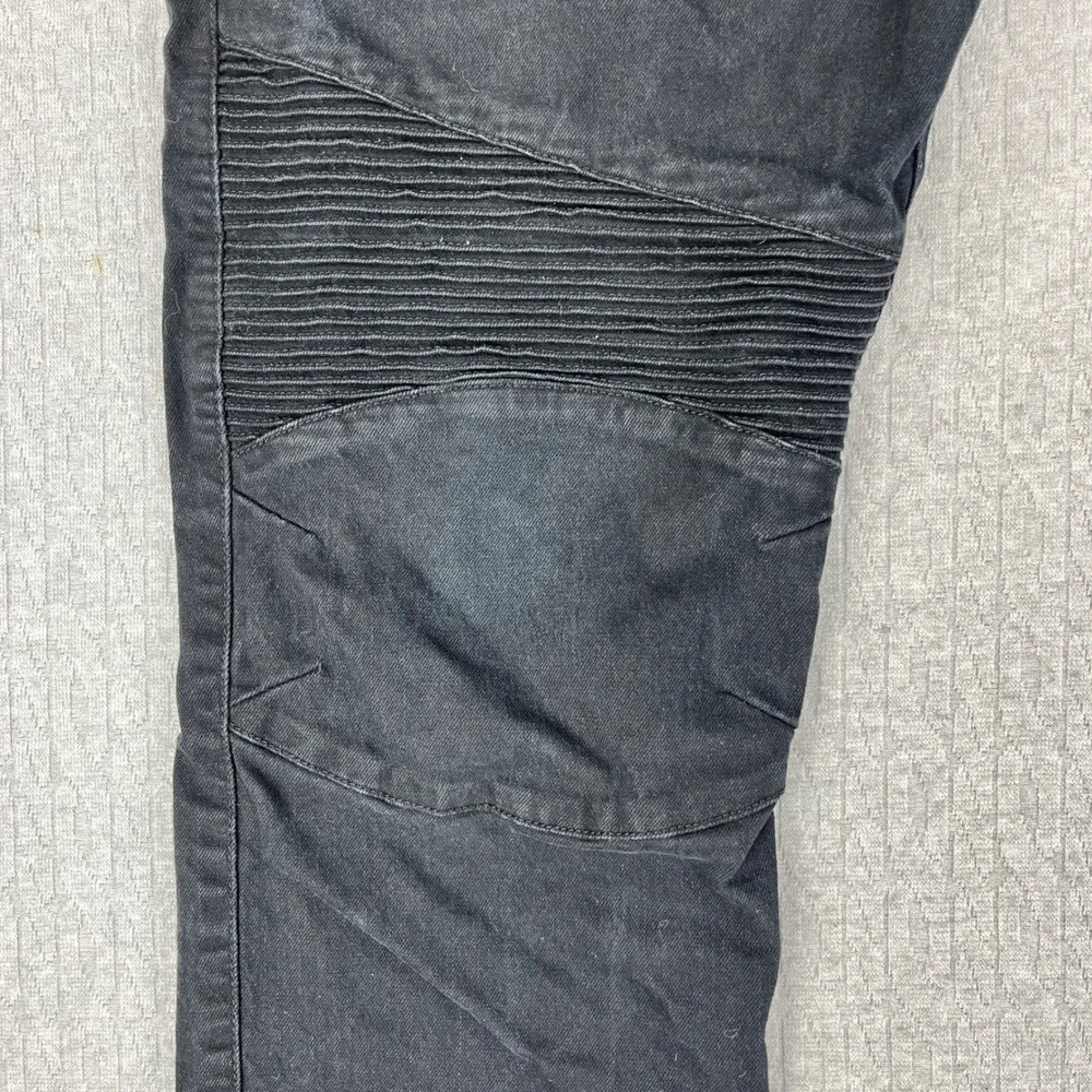 Armani Exchange Biker Pants Mens 38(37x32 Black Slim Fit Moto Ribbed Paneled